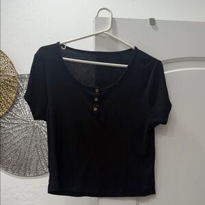 Black Buttoned Women's Top